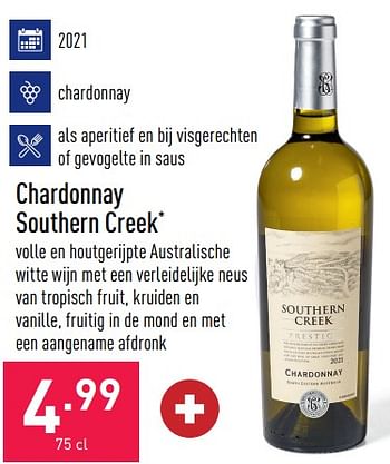 Promoties Chardonnay southern creek - Witte wijnen - Geldig van 10/06/2022 tot 17/06/2022 bij Aldi
