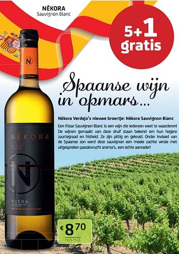 Promoties Nekora sauvignon blanc - Witte wijnen - Geldig van 17/06/2022 tot 30/06/2022 bij BelBev