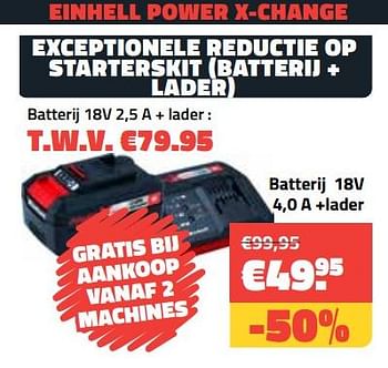 Promoties Einhell batterij + lader - Einhell - Geldig van 01/06/2022 tot 30/06/2022 bij Bouwcenter Frans Vlaeminck
