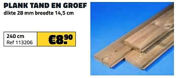 Promoties Plank tand en groef 240 cm - Huismerk - Bouwcenter Frans Vlaeminck - Geldig van 01/06/2022 tot 30/06/2022 bij Bouwcenter Frans Vlaeminck