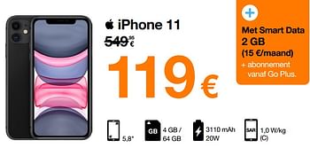 Promoties Apple iphone 11 - Apple - Geldig van 01/06/2022 tot 22/06/2022 bij Orange