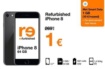 Promoties Apple refurbished iphone 8 - Apple - Geldig van 01/06/2022 tot 22/06/2022 bij Orange