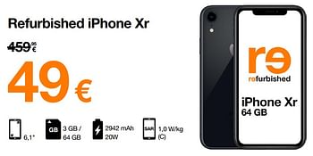 Promoties Apple refurbished iphone xr - Apple - Geldig van 01/06/2022 tot 22/06/2022 bij Orange
