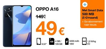 Promoties Oppo a16 - Oppo - Geldig van 01/06/2022 tot 22/06/2022 bij Orange