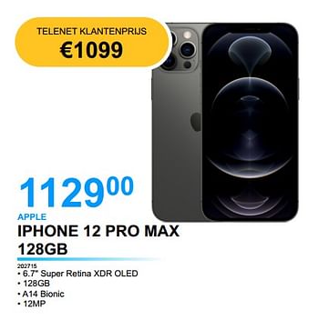 Promoties Apple iphone 12 pro max 128gb - Apple - Geldig van 01/06/2022 tot 20/06/2022 bij Auva