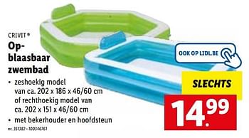Promoties Opblaasbaar zwembad - Crivit - Geldig van 13/06/2022 tot 18/06/2022 bij Lidl