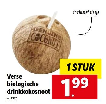 Promoties Verse biologische drinkkokosnoot - Huismerk - Lidl - Geldig van 13/06/2022 tot 18/06/2022 bij Lidl
