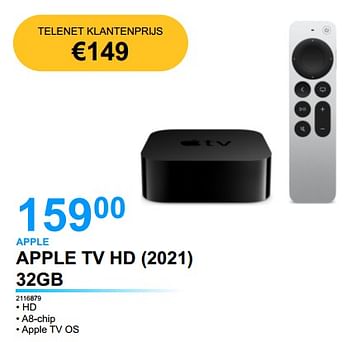 Promoties Apple apple tv hd 2021 32gb - Apple - Geldig van 01/06/2022 tot 20/06/2022 bij Beecom