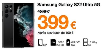 Promotions Samsung galaxy s22 ultra 5g - Samsung - Valide de 01/06/2022 à 22/06/2022 chez Orange