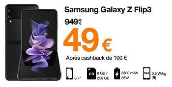 Promotions Samsung galaxy z flip3 - Samsung - Valide de 01/06/2022 à 22/06/2022 chez Orange