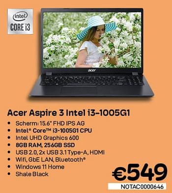 Promoties Acer aspire 3 intel i3-1005g1 - Acer - Geldig van 01/06/2022 tot 30/06/2022 bij Compudeals