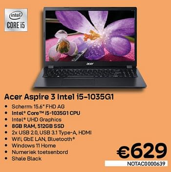 Promoties Acer aspire 3 intel i5-1035g1 - Acer - Geldig van 01/06/2022 tot 30/06/2022 bij Compudeals