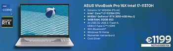 Promoties Asus vivobook pro 16x intel i7-11370h - Asus - Geldig van 01/06/2022 tot 30/06/2022 bij Compudeals