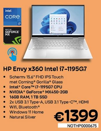 Promoties Hp envy x360 intel i7-1195g7 - HP - Geldig van 01/06/2022 tot 30/06/2022 bij Compudeals