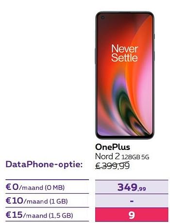 Promoties Oneplus nord 2 128gb 5g - OnePlus - Geldig van 01/06/2022 tot 30/06/2022 bij Proximus