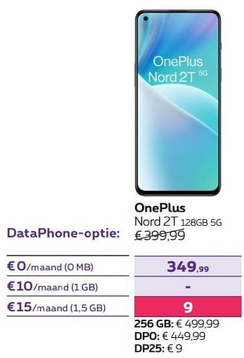 Promoties Oneplus nord 2t 128gb 5g - OnePlus - Geldig van 01/06/2022 tot 30/06/2022 bij Proximus