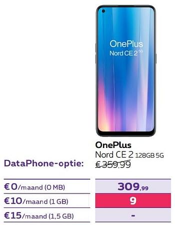Promoties Oneplus nord ce 2 128gb 5g - OnePlus - Geldig van 01/06/2022 tot 30/06/2022 bij Proximus