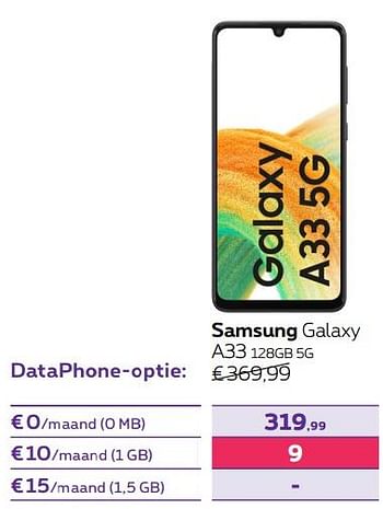 Promoties Samsung galaxy a33 128gb 5g - Samsung - Geldig van 01/06/2022 tot 30/06/2022 bij Proximus
