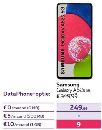 Promoties Samsung galaxy a52s 5g - Samsung - Geldig van 01/06/2022 tot 30/06/2022 bij Proximus