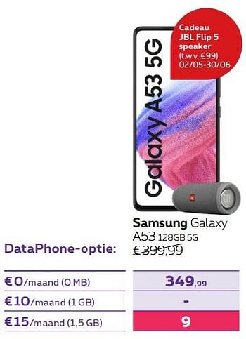 Promoties Samsung galaxy a53 128gb 5g - Samsung - Geldig van 01/06/2022 tot 30/06/2022 bij Proximus
