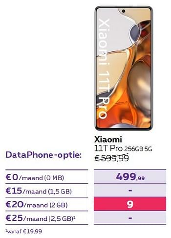 Promoties Xiaomi 11t pro 256gb 5g - Xiaomi - Geldig van 01/06/2022 tot 30/06/2022 bij Proximus