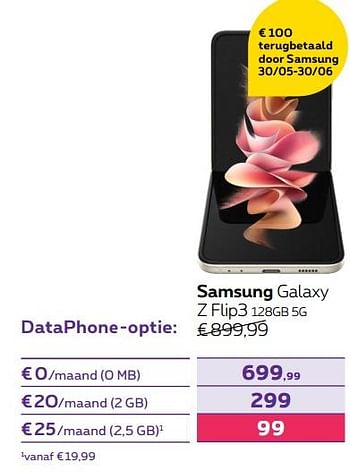 Promotions Samsung galaxy z flip3 128gb 5g - Samsung - Valide de 01/06/2022 à 30/06/2022 chez Proximus