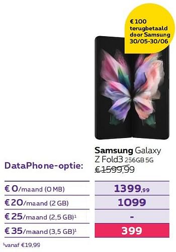 Promoties Samsung galaxy z fold3 256gb 5g - Samsung - Geldig van 01/06/2022 tot 30/06/2022 bij Proximus
