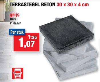 Promoties Terrastegel beton grijs - Huismerk - Hubo  - Geldig van 08/06/2022 tot 19/06/2022 bij Hubo