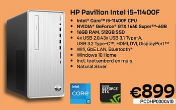 Promoties Hp pavilion intel i5-11400f - HP - Geldig van 01/06/2022 tot 30/06/2022 bij Compudeals