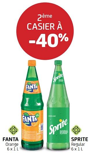 Promoties Fanta sprite 2ème casier à -40% - Huismerk - BelBev - Geldig van 17/06/2022 tot 30/06/2022 bij BelBev