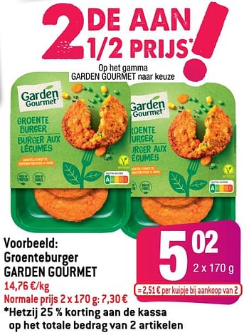 Promoties Groenteburger garden gourmet - Garden Gourmet - Geldig van 08/06/2022 tot 14/06/2022 bij Smatch