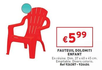 Promotions Fauteuil dolomiti enfant - Produit maison - Trafic  - Valide de 15/06/2022 à 20/06/2022 chez Trafic