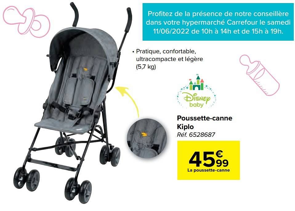 Poussette canne shop disney carrefour