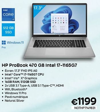 Promotions Hp probook 470 g8 intel i7-1165g7 - HP - Valide de 01/06/2022 à 30/06/2022 chez Compudeals