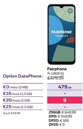 Promotions Fairphone 4 128gb 5g - Fairphone - Valide de 01/06/2022 à 30/06/2022 chez Proximus