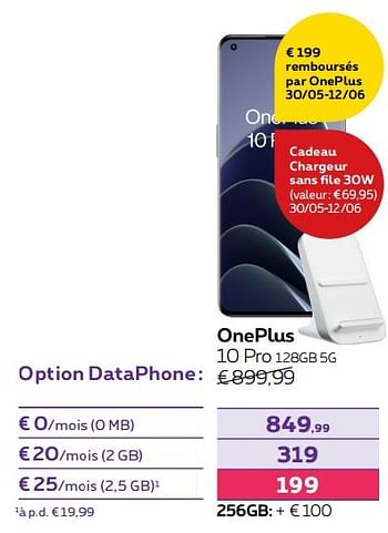 Promotions Oneplus 10 pro 128gb 5g - OnePlus - Valide de 01/06/2022 à 30/06/2022 chez Proximus