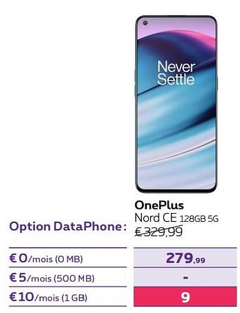 Promotions Oneplus nord ce 128gb 5g - OnePlus - Valide de 01/06/2022 à 30/06/2022 chez Proximus
