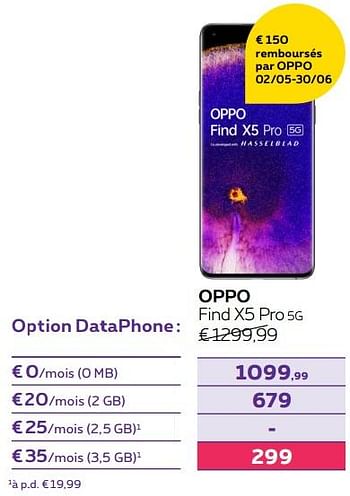 Promotions Oppo find x5 pro 5g - Oppo - Valide de 01/06/2022 à 30/06/2022 chez Proximus