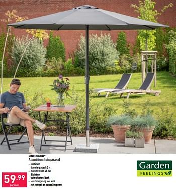 Promoties Aluminium tuinparasol - Garden Feelings - Geldig van 18/06/2022 tot 24/06/2022 bij Aldi