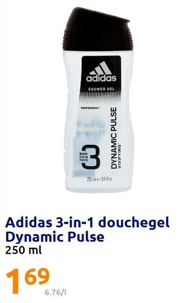 Promoties Adidas 3-in-1 douchegel dynamic pulse - Adidas - Geldig van 08/06/2022 tot 14/06/2022 bij Action
