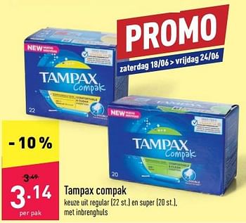 Promoties Tampax compak - Tampax - Geldig van 18/06/2022 tot 24/06/2022 bij Aldi
