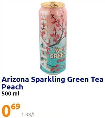 Promoties Arizona sparkling green tea peach - Arizona - Geldig van 08/06/2022 tot 14/06/2022 bij Action