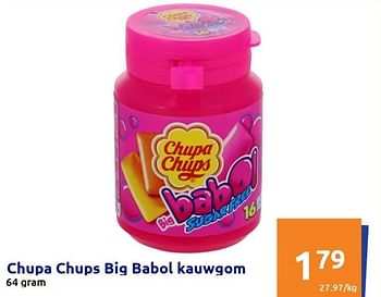Promoties Chupa chups big babol kauwgom - Chupa Chups - Geldig van 08/06/2022 tot 14/06/2022 bij Action