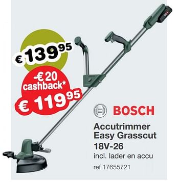 Promoties Bosch accutrimmer easy grasscut 18v-26 - Bosch - Geldig van 23/05/2022 tot 30/06/2022 bij Europoint