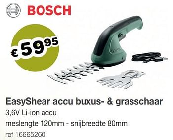 Promoties Bosch easyshear accu buxus- + grasschaar - Bosch - Geldig van 23/05/2022 tot 30/06/2022 bij Europoint