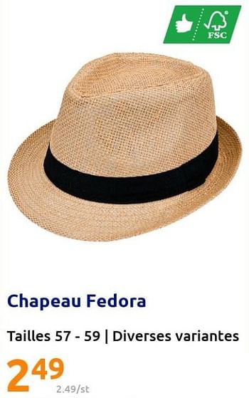 Promotions Chapeau fedora - Produit Maison - Action - Valide de 08/06/2022 à 14/06/2022 chez Action