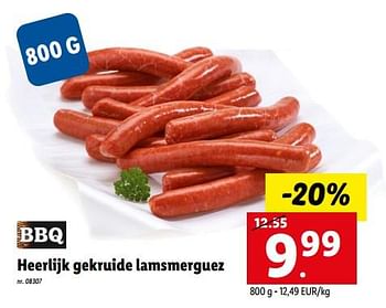 Promoties Heerlijk gekruide lamsmerguez - Huismerk - Lidl - Geldig van 20/06/2022 tot 25/06/2022 bij Lidl