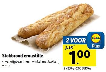 Promoties Stokbrood croustille - Huismerk - Lidl - Geldig van 20/06/2022 tot 25/06/2022 bij Lidl