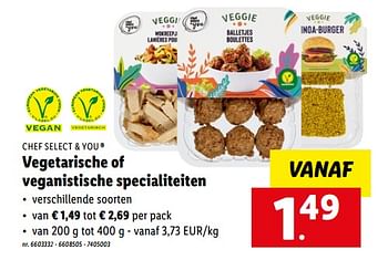 Promoties Vegetarische of veganistische specialiteiten - Chef select & you - Geldig van 20/06/2022 tot 25/06/2022 bij Lidl