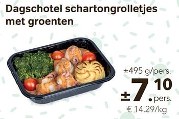 Promoties Dagschotel schartongrolletjes met groenten - Huismerk - Bon'Ap - Geldig van 08/06/2022 tot 21/06/2022 bij Bon'Ap